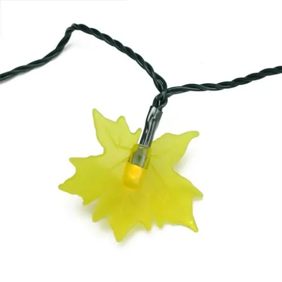 10ct. Yellow LED Maple Leaf Thanksgiving Novelty String Lights {1}