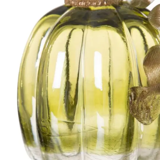 Glitzhome&reg; Crackle Glass Pumpkin, Green  {5}