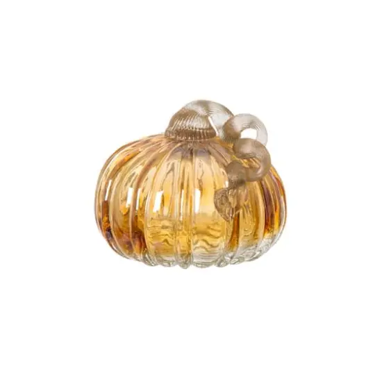Glitzhome&reg; Crackle Glass Short Pumpkin, Amber {1}