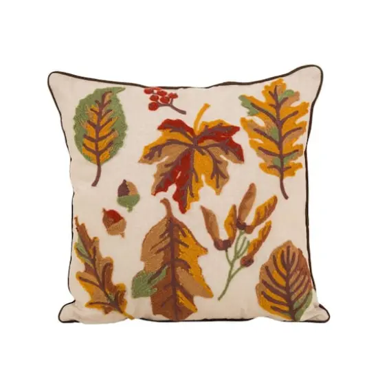 Glitzhome&reg; Embroidered Fall Leaves Pillow {1}
