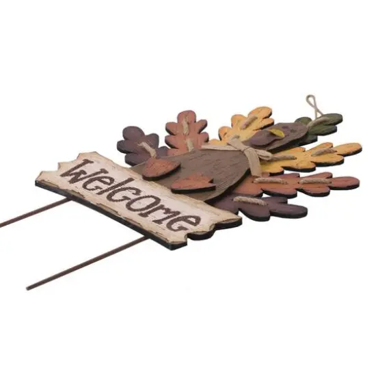 Glitzhome&reg; Iron & Wood 'Welcome' Turkey Yard Sign  {3}