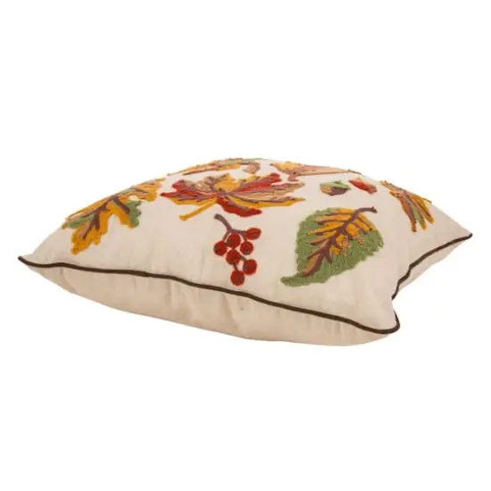 Glitzhome&reg; Embroidered Fall Leaves Pillow {4}