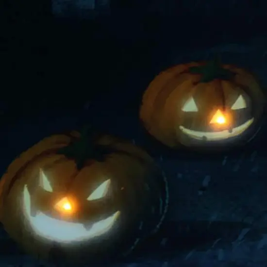 Haunted House with Jack-O'-Lanterns LED Canvas Wall Art {4}