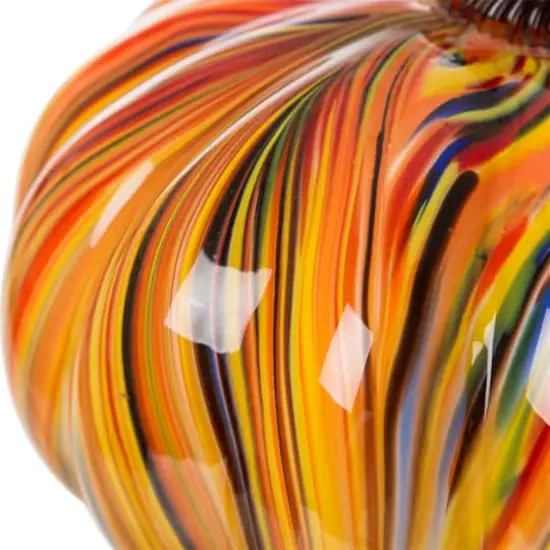 Glitzhome&reg; Large Glass Pumpkin, Multicolor Stripes {3}