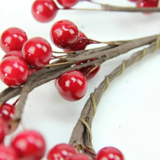 7" Artificial Red Berries Christmas Candle Holder Ring {3}