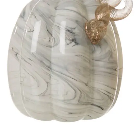 Glitzhome&reg; Marble Tall Marble Glass Pumpkin, Gray {3}