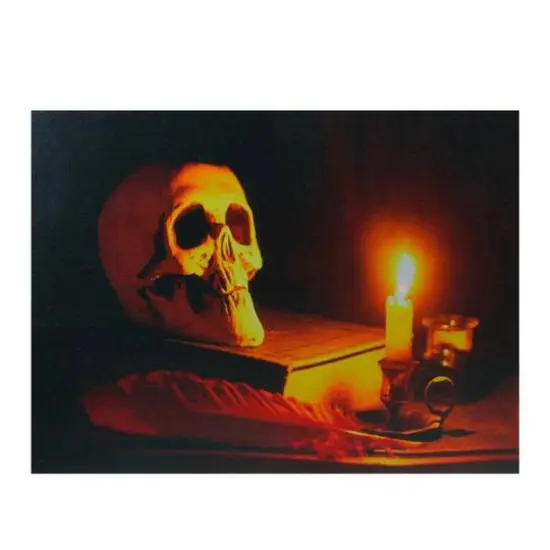 Antique Candle & Skull LED Canvas Wall Art {1}