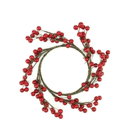 9" Artificial Red Berries Christmas Candle Holder Ring {1}