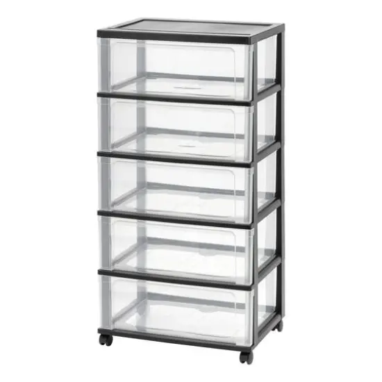 Iris&reg; 5 Drawer Rolling Storage Cart Black {2}