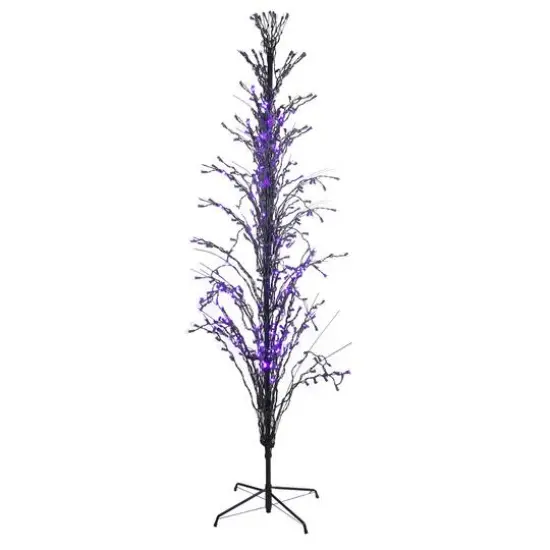 9ft. Purple LED Lighted Halloween Cascade Twig Tree  {1}