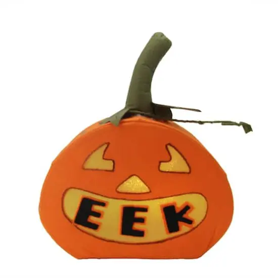 Orange Felt LED Lighted "EEK" Jack-o-Lantern Halloween Pumpkin {1}