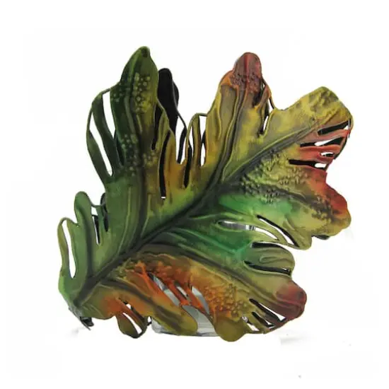 Autumn Colored Metal Oak Leaves & Votive Thanksgiving Candle Holder {1}