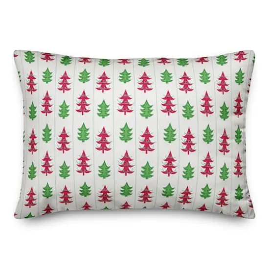 Festive Funky Christmas Trees Throw Pillow {1}
