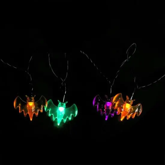 10ct. Multi-color LED Bat Halloween Novelty String Lights {5}