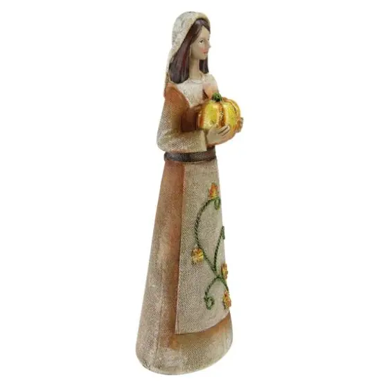 Marigold Orange, Tan & Brown Pilgrim Girl Figurine {3}
