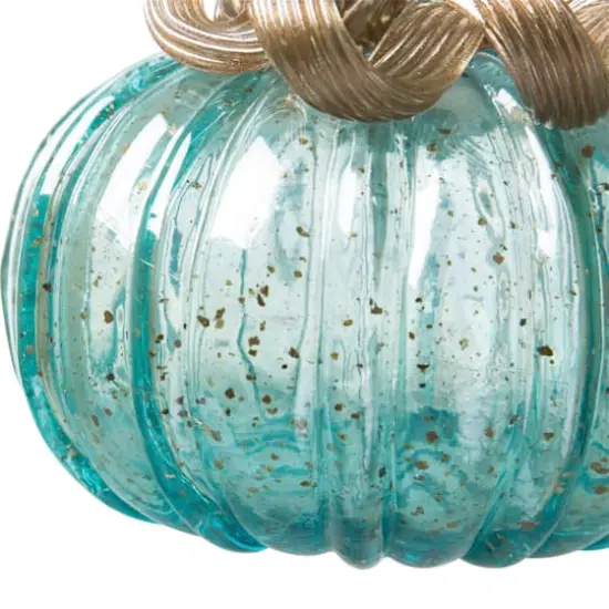 Glitzhome&reg; Small Glass Pumpkin, Blue {4}