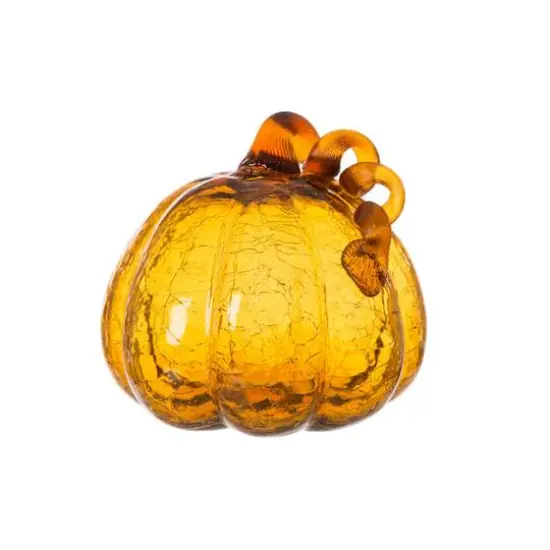 Glitzhome&reg; Crackle Glass Pumpkin, Amber {3}