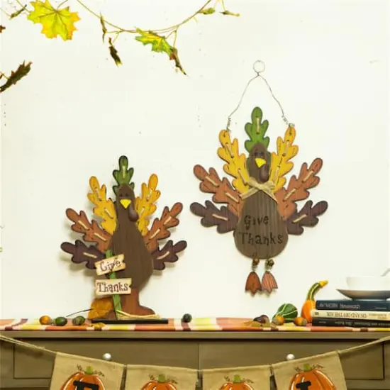 Glitzhome&reg; 'Give Thanks' Turkey Hanging Wall D&eacute;cor {3}