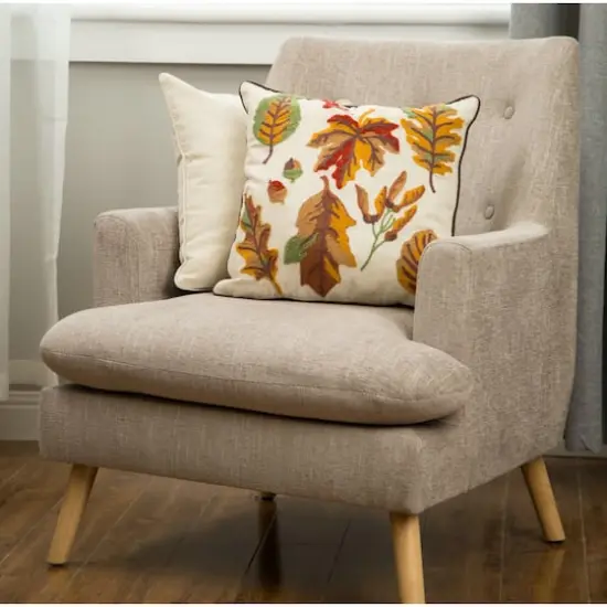 Glitzhome&reg; Embroidered Fall Leaves Pillow {8}