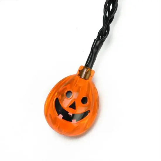 10ct. Orange LED Jack-O-Lantern Pumpkin Halloween Novelty String Lights {1}