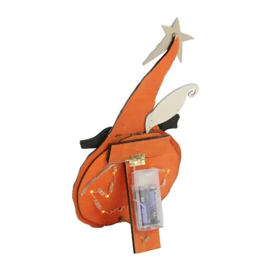 13" LED Standing Wood Pumpkin Halloween Decoration {3}