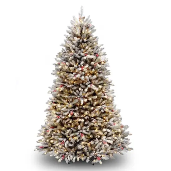 7.5ft. Pre-Lit Snowy Dunhill&reg; Fir Artificial Christmas Tree, Clear Lights {1}