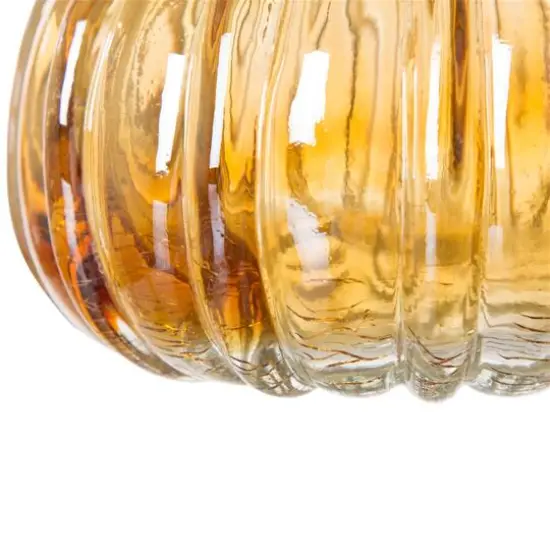 Glitzhome&reg; Crackle Glass Short Pumpkin, Amber {6}