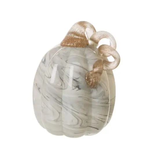 Glitzhome&reg; Marble Tall Marble Glass Pumpkin, Gray {1}
