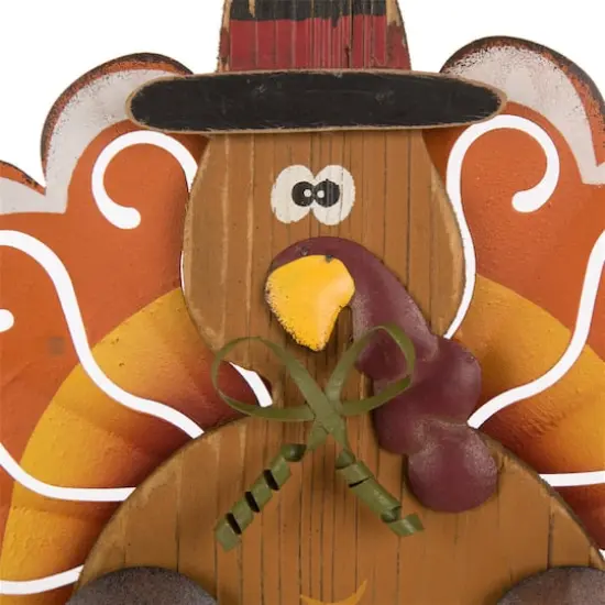 Gitzhome&reg; 18" Iron & Solid Wood Turkey Welcome Wall D&eacute;cor {4}