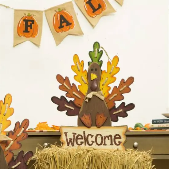 Glitzhome&reg; Iron & Wood 'Welcome' Turkey Yard Sign  {7}