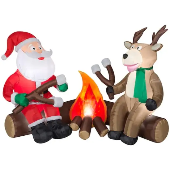4.25ft. Airblown&reg; Inflatable Christmas Fire & Ice Santa & Reindeer Camping Scene {1}
