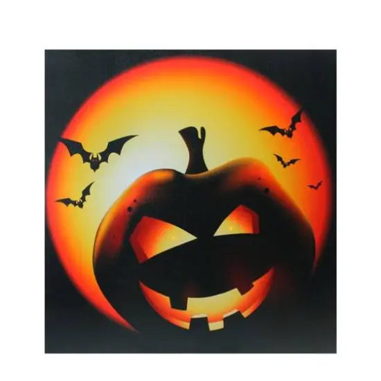 Bats & Jack-o-Lantern LED Canvas Wall Art {1}