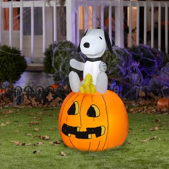3.5ft. Airblown&reg; Inflatable Halloween Peanuts Snoopy & Woodstock on Pumpkin {3}