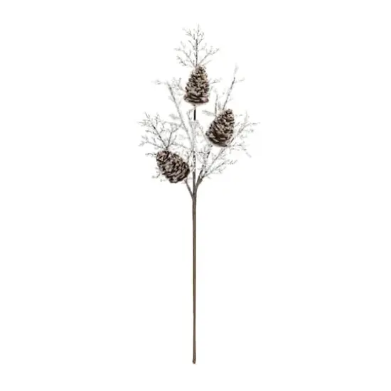 Brown & White Iced Pinecone Twig Branch, 2ct. {3}