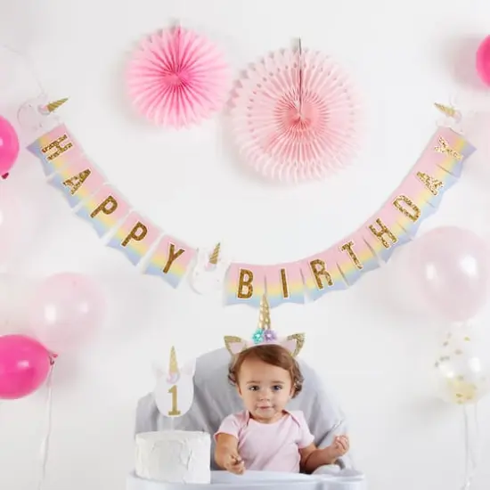 Kate Aspen&reg; Gold Glitter Unicorn Happy Birthday Party D&eacute;cor Kit {3}