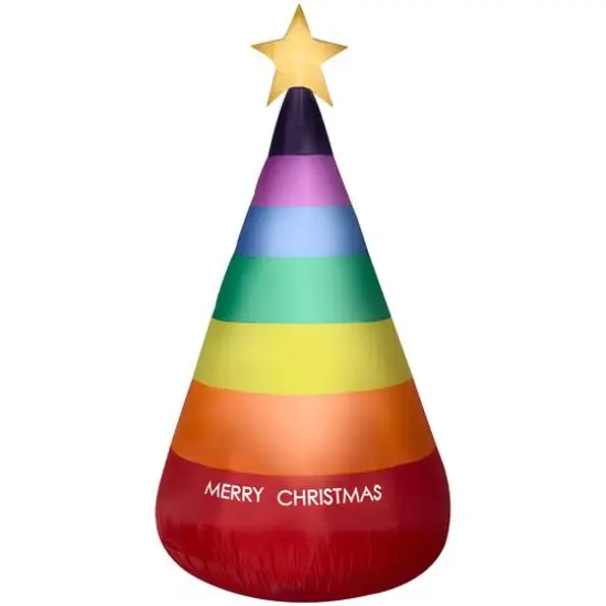 7ft. Airblown&reg; Inflatable Rainbow Christmas Cone Tree {1}
