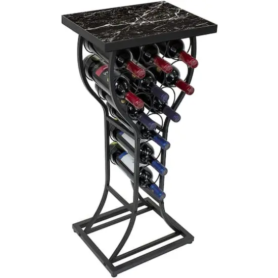 Sorbus Black Marble 11-Bottle Wine Display Rack & Table {1}