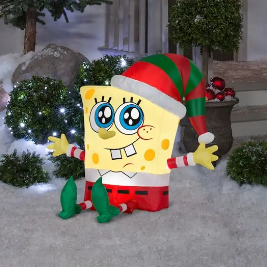 2.5ft. Airblown&reg; Inflatable SpongeBob in Holiday Outfit {3}