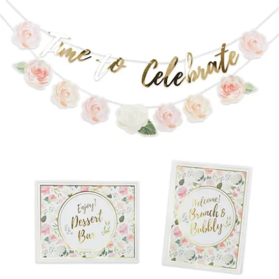 Kate Aspen&reg; Brunch Floral Brunch Party D&eacute;cor Kit with Gold Foil {1}