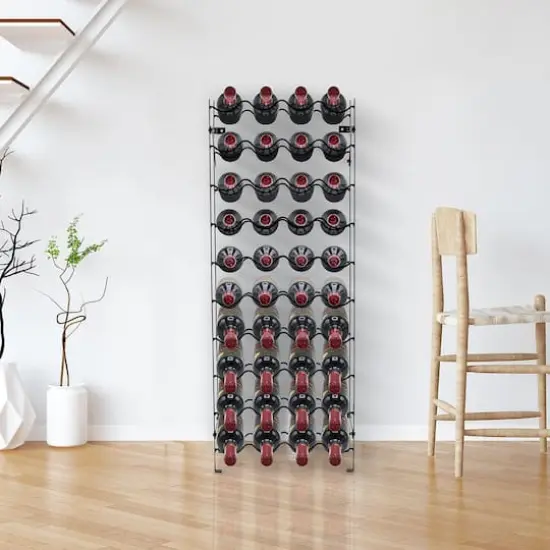 Sorbus Black 40-Bottle Freestanding Metal Wine Rack {3}