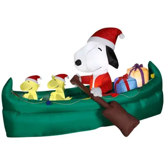 3.5ft. Animated Airblown&reg; Inflatable Mixed Media Snoopy with Presents in Canoe {1}