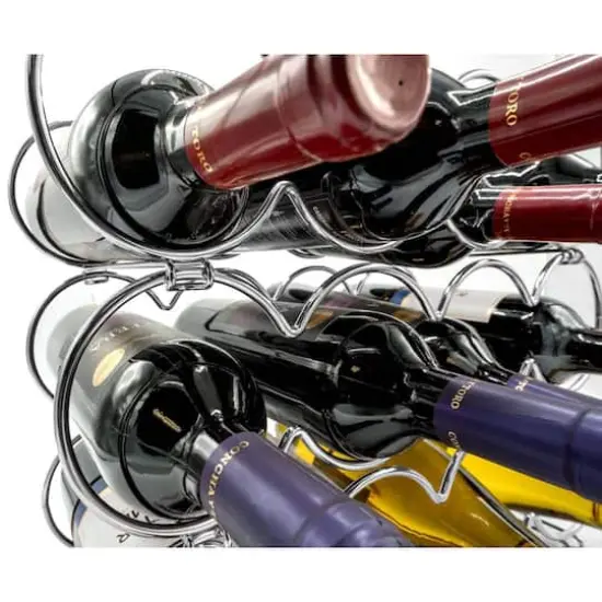 Sorbus 15.5" Silver Circles Detachable 3-Tier Metal Wine Rack {5}