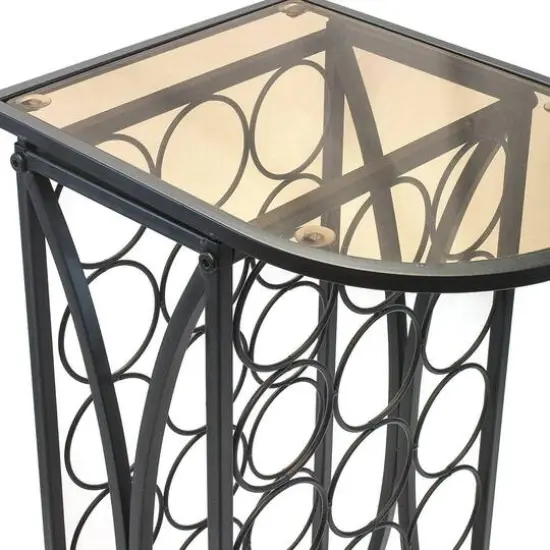 Sorbus 18-Bottle Metal Wine Stand with Glass Top {6}