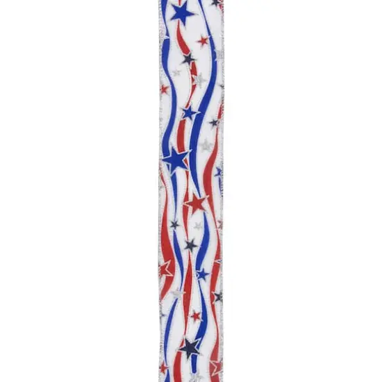 Red White & Blue Striped Swirl Wired Spring Craft Ribbon, 2.5" x 10yd. {1}