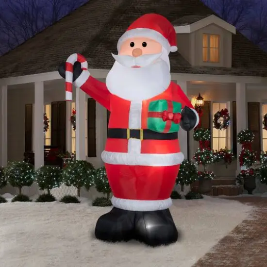 12ft. Airblown&reg; Inflatable Santa with Gift & Candy Cane {3}