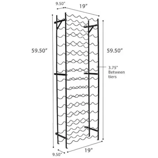 Sorbus Black 75-Bottle Freestanding Metal Wine Rack {4}