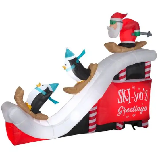 7ft. Airblown&reg; Inflatable Christmas Santa Ski Scene {1}