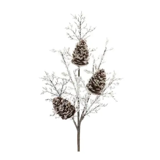 Brown & White Iced Pinecone Twig Branch, 2ct. {4}