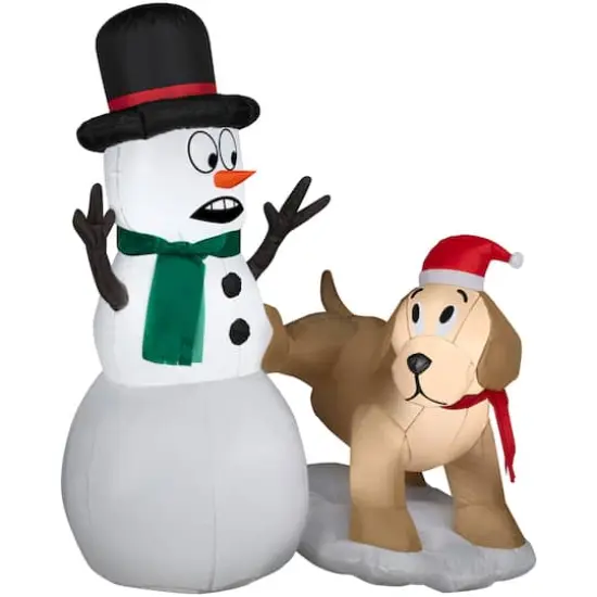 6ft. Airblown&reg; Inflatable Dog with Snowman {1}