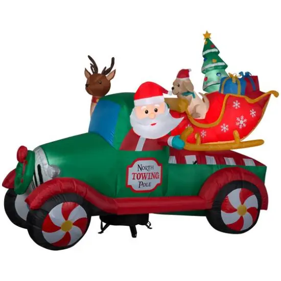 6ft. Airblown&reg; Inflatable Christmas Santa's Tow Truck {1}